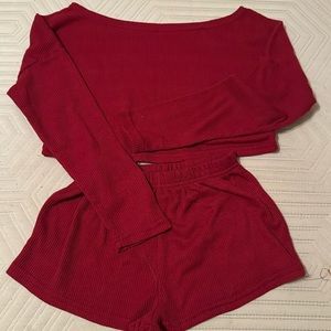 comfortable red shorts and shirt set
